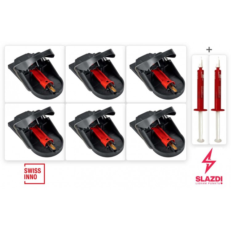 SuperCat Pro peļu slazdu komplekts 6 gab. + Syringe papildu ēsma